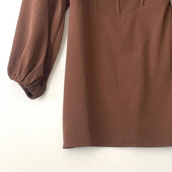 Princess Polly Lillie Long Sleeve Mini Dress Brown NWT - Picture 6 of 14